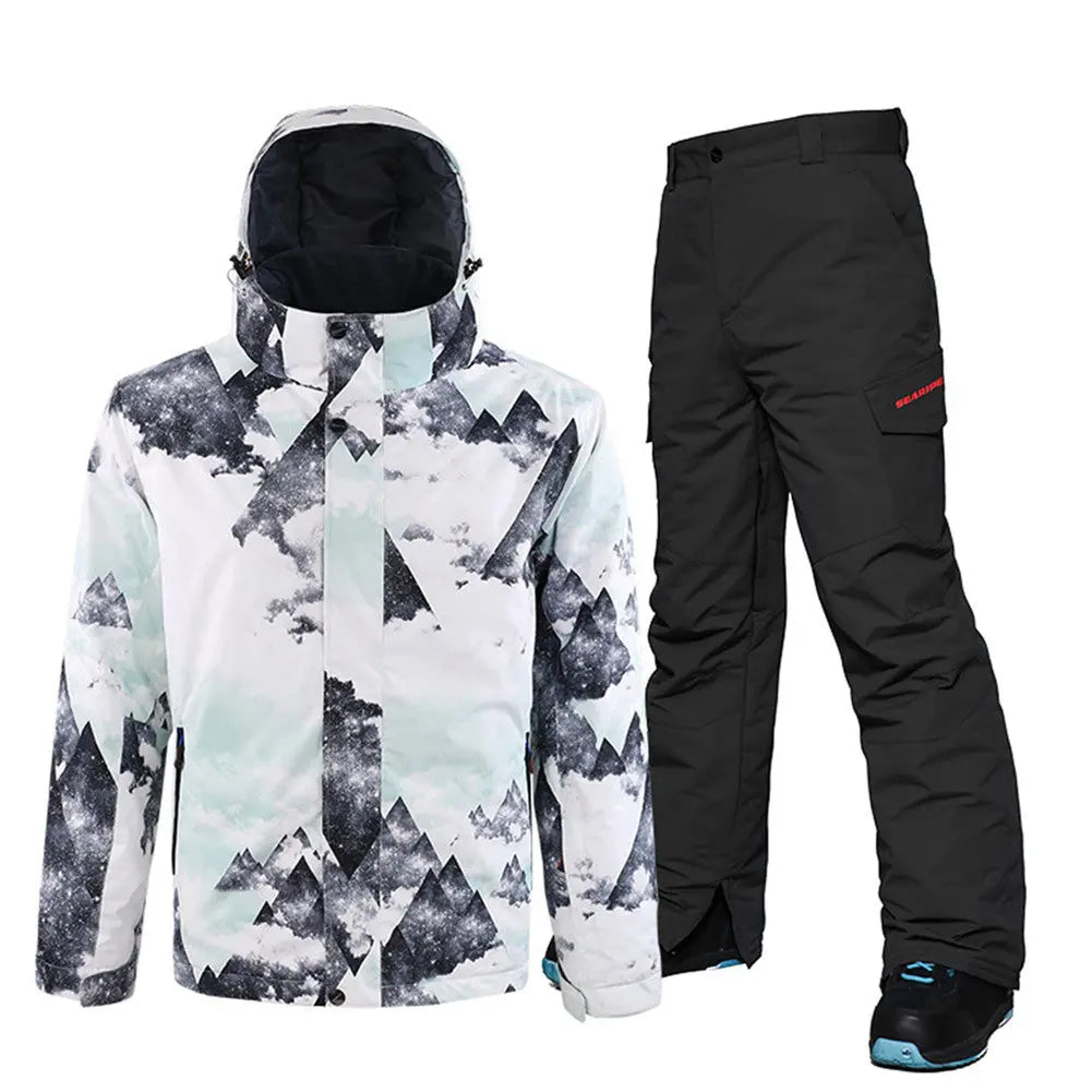 HOTIAN Men's Ski Suits With Snow Card Pocket On Sleeve HOTIAN