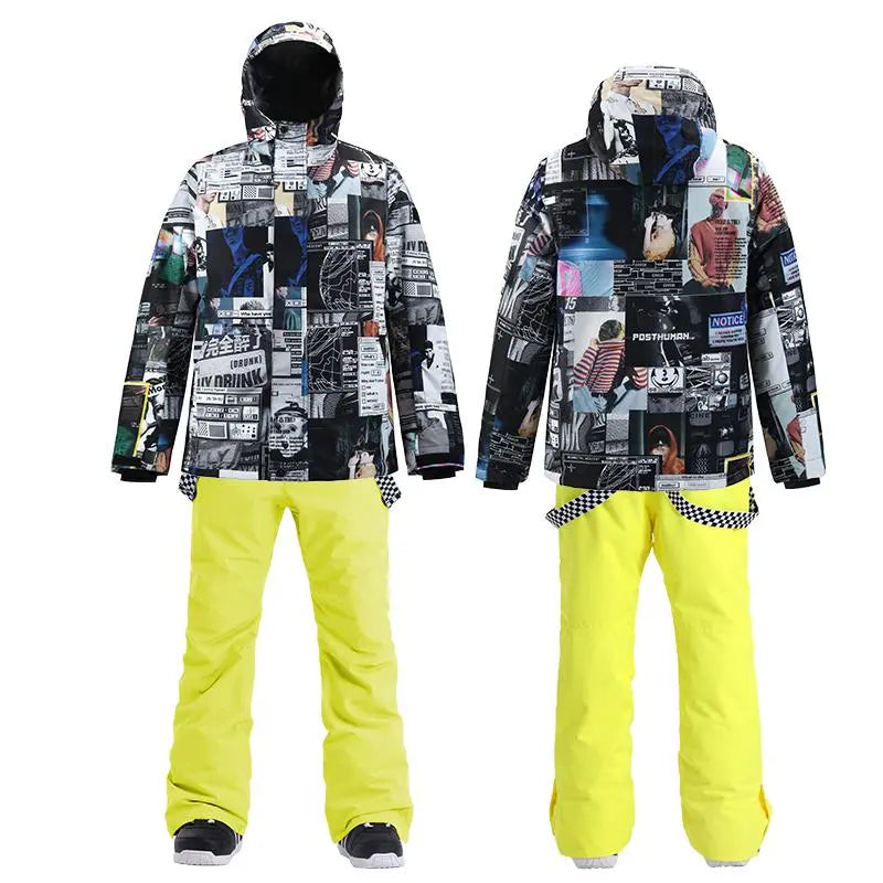 HOTIAN Mens Breathable Winter Detachable Hat Ski Jacket and Pants Set Snow Suit HOTIAN