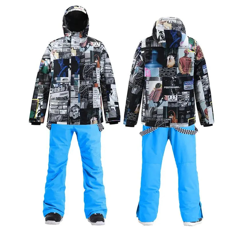 HOTIAN Mens Breathable Winter Detachable Hat Ski Jacket and Pants Set Snow Suit HOTIAN