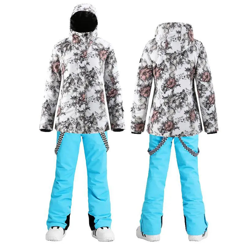 HOTIAN Women's Floral Ski Jacket and Pants Set HOTIAN