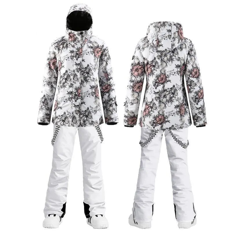 HOTIAN Women's Floral Ski Jacket and Pants Set HOTIAN