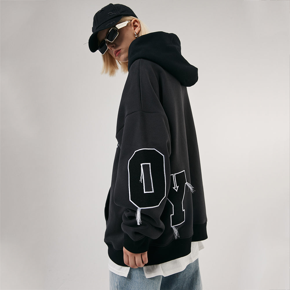 Hotian Letter Printed Pullover Hoodie HOTIAN