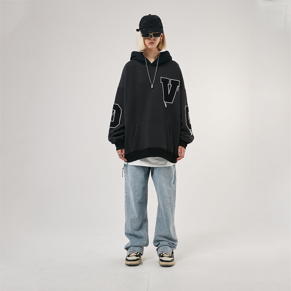 Hotian Letter Printed Pullover Hoodie HOTIAN