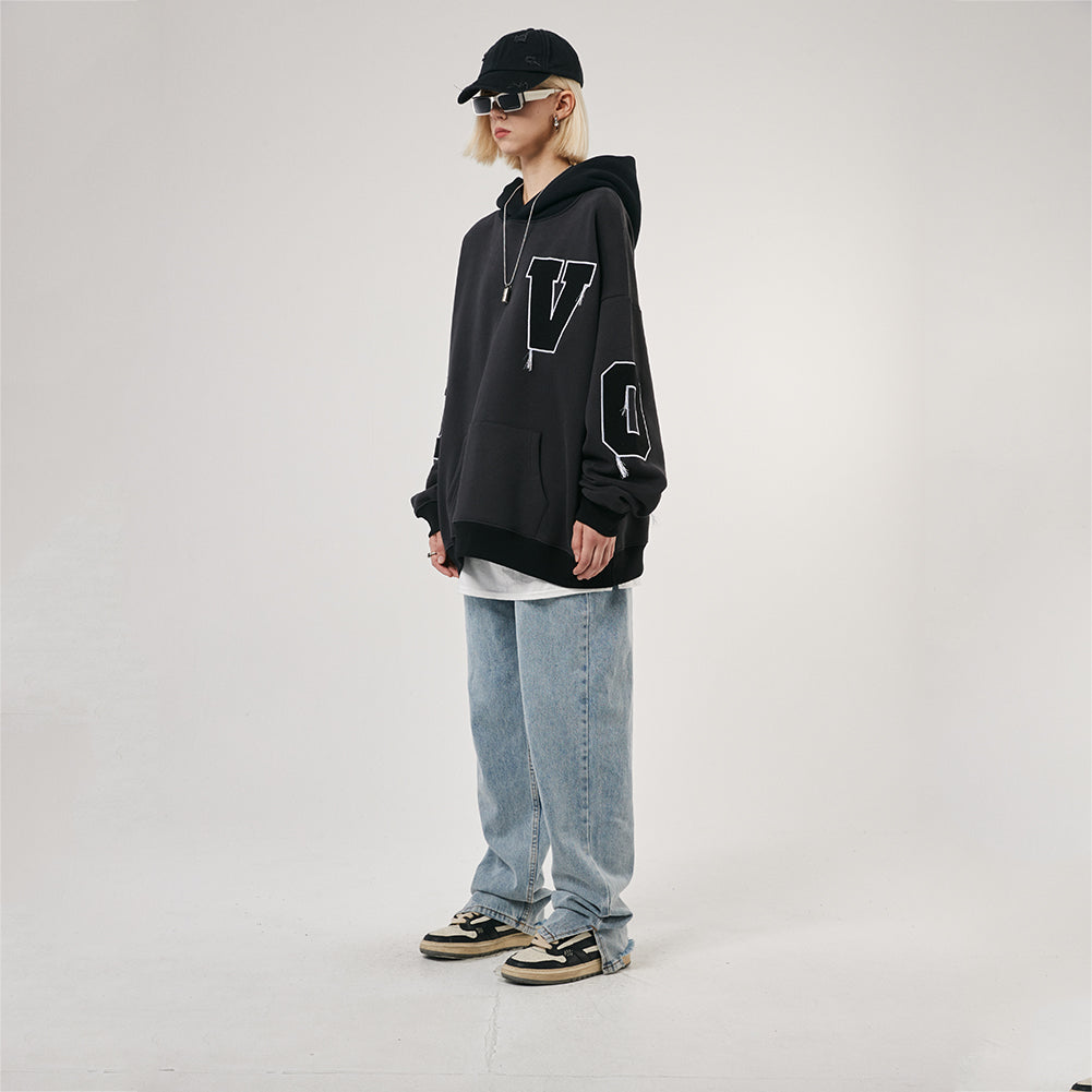 Hotian Letter Printed Pullover Hoodie HOTIAN