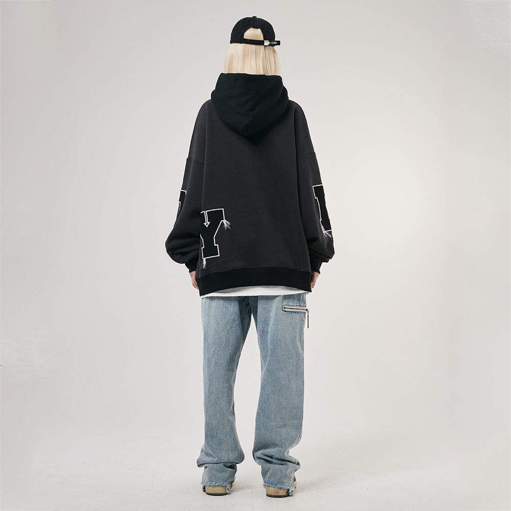 Hotian Letter Printed Pullover Hoodie HOTIAN