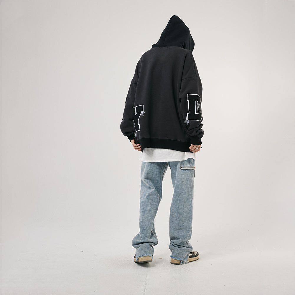 Hotian Letter Printed Pullover Hoodie HOTIAN